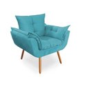 Ver imagem 3 de Kit 2 Poltronas Opalas com Puff Redondo Suede Azul Turquesa