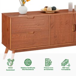 Balcao Aparador Buffet Madeira Maciça 2 Portas 2 Gavetas Tivoli Castanho Verniz Idimex - 2 Balcao Aparador Buffet Madeira Maciça 2 Portas 2 Gavetas Tivoli Castanho Verniz Idimex - 2