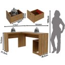 Ver imagem 5 de Mesa de Canto para Escritório em L Angular com 2 Gavetas Amêndoa