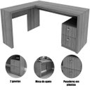 Ver imagem 4 de Mesa de Canto para Escritório em L Angular com 2 Gavetas Amêndoa
