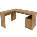 Ver imagem 6 de Mesa de Canto para Escritório em L Angular com 2 Gavetas Amêndoa