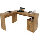 Ver imagem 1 de Mesa de Canto para Escritório em L Angular com 2 Gavetas Amêndoa