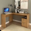 Ver mais imagens de Mesa de Canto para Escritório em L Angular com 2 Gavetas Amêndoa