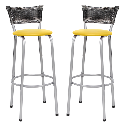 Kit 2 Banquetas Alta Vime Junco Degradê Sacada Àrea Gourmet Balcão Ilha Bancada bar piscina Cozinha