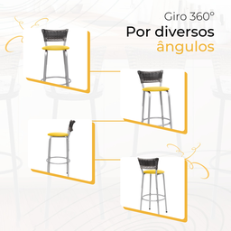 Kit 2 Banquetas Alta Vime Junco Degradê Sacada Àrea Gourmet Balcão Ilha Bancada bar piscina Cozinha - 5