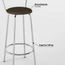 Banqueta Alta com Assento Redondo Vinil 93cm - Aço Cromado/cacau - 3