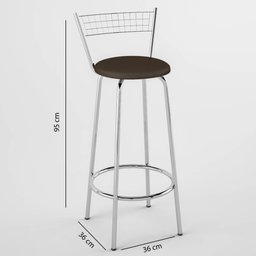 Banqueta Alta com Assento Redondo Vinil 93cm - Aço Cromado/cacau - 4