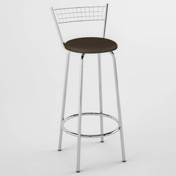 Banqueta Alta com Assento Redondo Vinil 93cm - Aço Cromado/cacau - 1