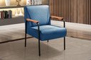 Ver imagem 4 de Kit 2 Poltronas Decorativas Jade Braços Fixo para Sala de Estar, Recepção - Linho Azul