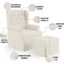 Ver imagem 4 de Poltrona de Amamentação com Balanço e Puff P02 Capitonê Linho Champagne - Lyam Decor