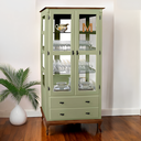 Ver imagem 5 de Cristaleira com Espelho 2 Portas 2 Gavetas e Pés Luiz Xv Sevilha - Verde Chá com Tampo e Base Imbuia