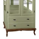 Ver imagem 3 de Cristaleira com Espelho 2 Portas 2 Gavetas e Pés Luiz Xv Sevilha - Verde Chá com Tampo e Base Imbuia