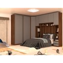 Ver imagem 1 de Guarda Roupa de Canto Casal 8 Portas 7 Gavetas Nogueira Dourado com Cinza Puro Prime Luciane Móveis