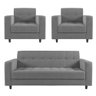 Sofá 2 Lugares e 2 Poltronas Pé Madeira Tabaco Arezo Linho Grafite D01 - D’Rossi - 1