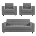 Ver imagem 1 de Sofá 2 Lugares e 2 Poltronas Pé Madeira Tabaco Arezo Linho Grafite D01 - D’Rossi