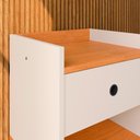 Ver imagem 3 de Kit Quarto 2 Mesas Cabeceira Pequena Retrô Painel Suspenso Cama Box Casal Queen 1,6