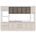 Ver imagem 3 de Cozinha Amara 310cm Aéreos de Vidro Torre Quente Paneleiro Balcões Rodapé Branco/Creme 250776