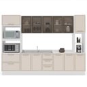 Ver imagem 2 de Cozinha Amara 310cm Aéreos de Vidro Torre Quente Paneleiro Balcões Rodapé Branco/Creme 250776