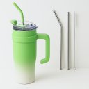 Ver imagem 1 de Copo Térmico Ms-916 1200ml Dupla Camada Aço Inox Grande com Canudo e Tampa + Canudos de Aço Inox com
