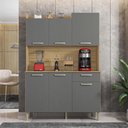 Ver imagem 1 de Armário de Cozinha Compacta 6 Portas 1 Gaveta Berlin - Freijó/gris