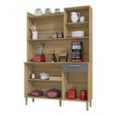Ver imagem 3 de Armário de Cozinha Compacta 6 Portas 1 Gaveta Berlin - Freijó/gris