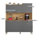 Ver imagem 5 de Armário de Cozinha Compacta 6 Portas 1 Gaveta Berlin - Freijó/gris
