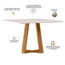Ver imagem 3 de Mesa de Jantar 8 Lugares Quadrada 135cm Tampo MDF com Vidro Elian N01 Ypê Off White - Lyam Decor