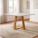 Ver imagem 1 de Mesa de Jantar 8 Lugares Quadrada 135cm Tampo MDF com Vidro Elian N01 Ypê Off White - Lyam Decor