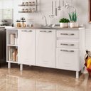 Ver imagem 1 de Balcão de Cozinha Star New 3 Portas 2 Gavetas Branco - Telasul