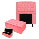 Ver imagem 1 de Kit Cabeceira Geovana com Calçadeira Baú Mirage Solteiro 90cm:rose