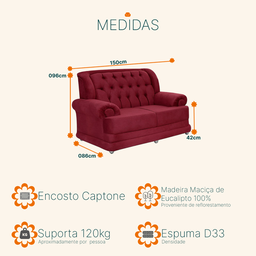 Sofá 2 Lugares Suede Finlândia Sofá Casa - 3