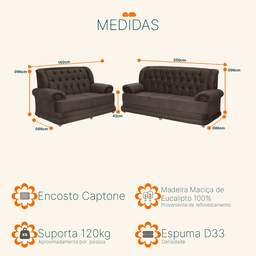Conjunto de Sofá 3 e 2 Lugares Suede Finlândia - 3