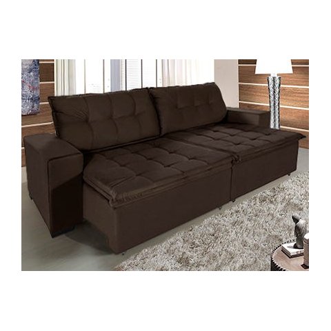 Sofá Retrátil e Reclinável 2,70m Suede Austrália Marrom Café