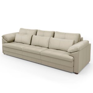 Sofá Retrátil 4 Lugares para Sala 332cm Dijon Couro Creme S07 - Mpozenato