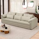 Ver imagem 2 de Sofá Retrátil 4 Lugares para Sala 332cm Dijon Couro Creme S07 - Mpozenato