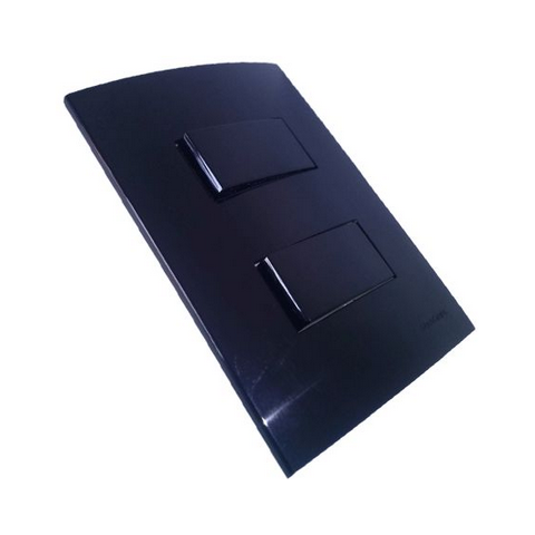 Conjunto 4x2 Linha Ebony Sleek Alto Brilho Margirius 4x2" 2 Interruptores Simples Separados