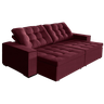 Sofá Retrátil e Reclinável 2,30m Suede Tunísia Vinho - 2