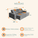 Ver imagem 4 de Sofá Retrátil e Reclinável 2,70m Suede Tunísia Cinza