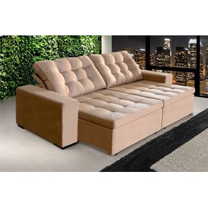 Sofá Retrátil e Reclinável 2,90m Suede Tunísia Marrom Castor