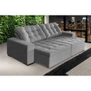 Ver imagem 1 de Sofá Retrátil e Reclinável 3,10m Suede Tunísia Cinza