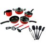 Kit Espátulas Utensílios de Cozinha Silicone 5 Peças + Conjunto de Panelas Antiaderente Elegan C/ Ta - 1