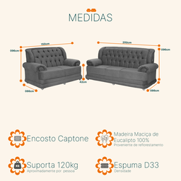 Conjunto de Sofá 3 e 2 Lugares Suede Finlândia - 3