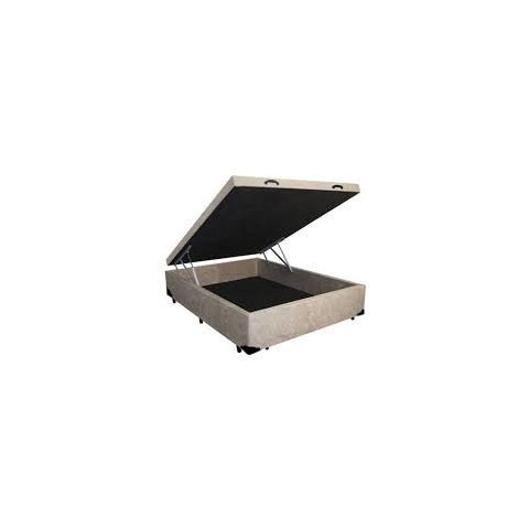 Cama Box Baú Casal Bege Black Suede 138x188x41