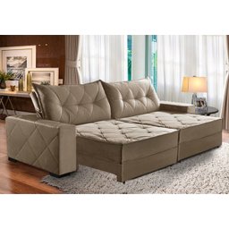 Sofá Retrátil e Reclinável 2,70m Molas Ensacadas Suede Hollywood - 2
