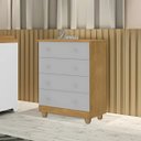 Ver imagem 2 de Cômoda Lara Compacta Moderna 4 Gavetas em Mdf Alta Qualidade:nature/cinza