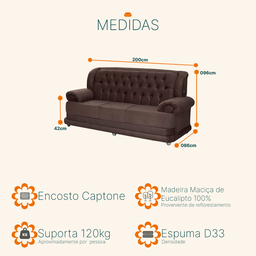 Sofá 3 Lugares Suede Finlândia - 3