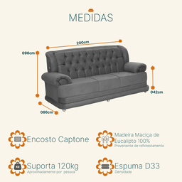 Sofá 3 Lugares Suede Finlândia - 3
