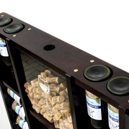Adega de Madeira Maciça para 15 Garrafas de Vinho com Porta Rolhas e Porta Taças - Nogueira - 4