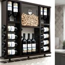 Ver imagem 7 de Adega de Madeira Maciça para 15 Garrafas de Vinho com Porta Rolhas e Porta Taças - Nogueira