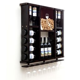 Adega de Madeira Maciça para 15 Garrafas de Vinho com Porta Rolhas e Porta Taças - Nogueira - 3